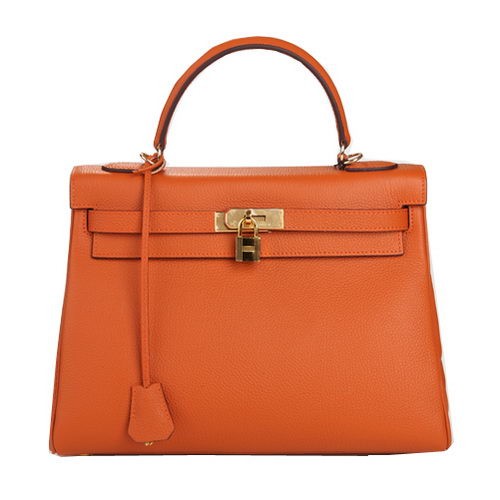 Hermes Kelly 32 centimetri borsa a tracolla in pelle arancione originale K32 oro