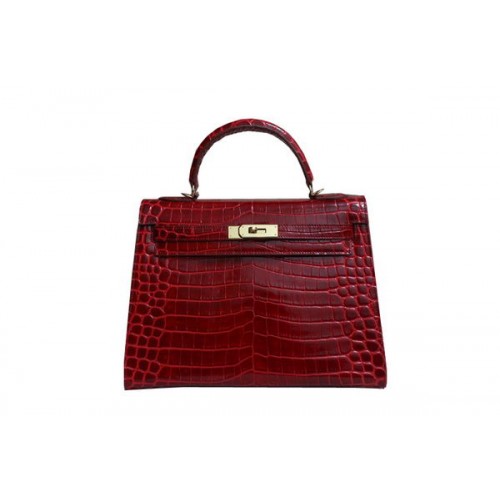 Hermes Kelly 32 centimetri borsa a tracolla in pelle verniciata cocco rosso K32 oro