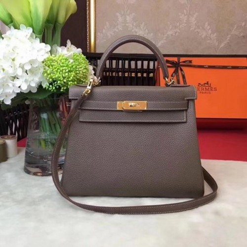 Borsa a tracolla Hermes Kelly 32 centimetri TOGO in pelle KY32 grigio