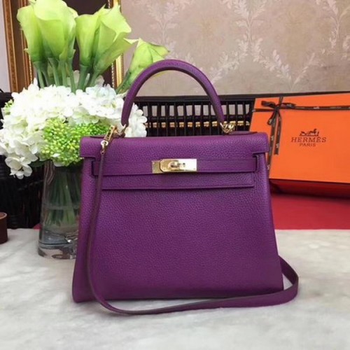 Borsa a tracolla Hermes Kelly 32 centimetri TOGO Pelle KY32 Viola