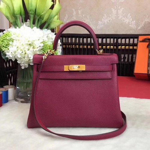 Borsa a tracolla Hermes Kelly 32cm TOGO Pelle KY32 Vino
