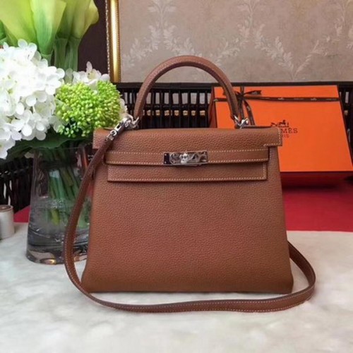 Borsa a tracolla Hermes Kelly 32cm Grano TOGO Pelle KY32 Argento