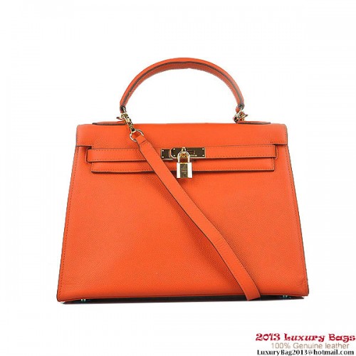 Hermes Kelly 32 centimetri borse a tracolla H6108 in pelle arancione oro