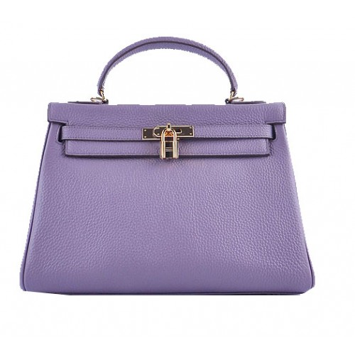 Hermes Kelly 32 centimetri borse a tracolla lavanda pelle granulosa oro
