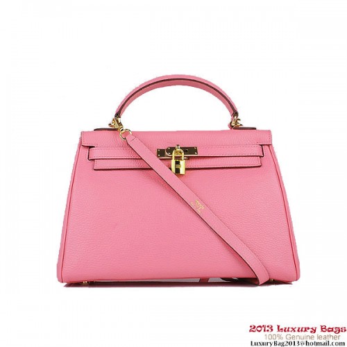Hermes Kelly 32 centimetri borse a tracolla in pelle rosa clemence oro