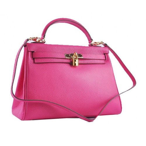 Hermes Kelly 32 centimetri borse a tracolla Rosy pelle granulosa oro
