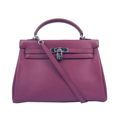 Hermes Kelly 32 centimetri Togo borse in pelle 6018 Bordeaux argento