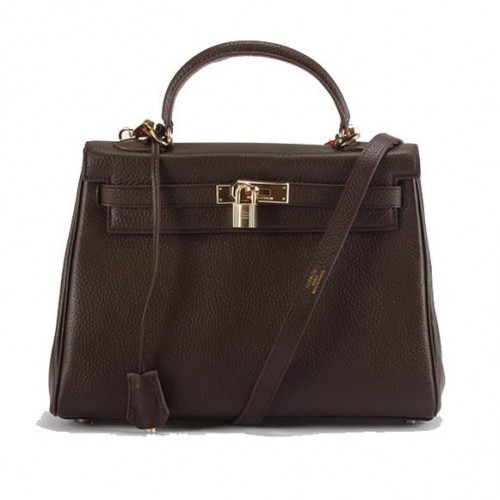 Hermes Kelly 32cm Togo Borse in pelle 6018 Dark Coffee Golden