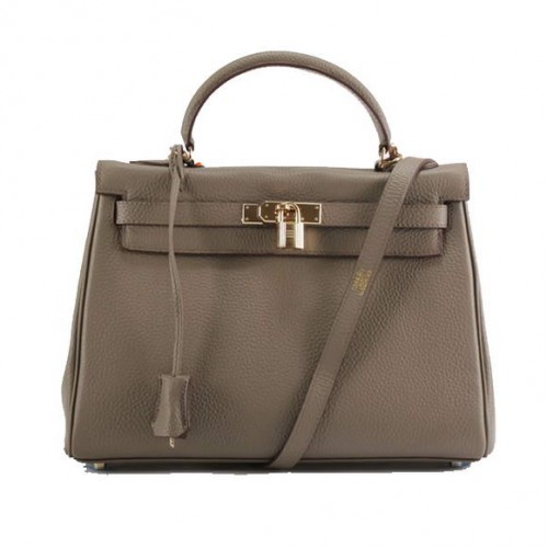 Hermes Kelly 32 centimetri Togo borse in pelle 6018 grigio scuro dorato