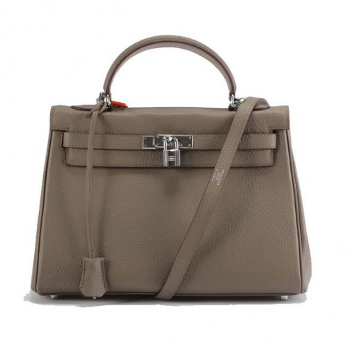 Hermes Kelly 32 centimetri Togo borse in pelle 6018 argento grigio scuro