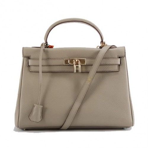 Hermes Kelly 32 centimetri Togo borse in pelle 6018 grigio chiaro dorato