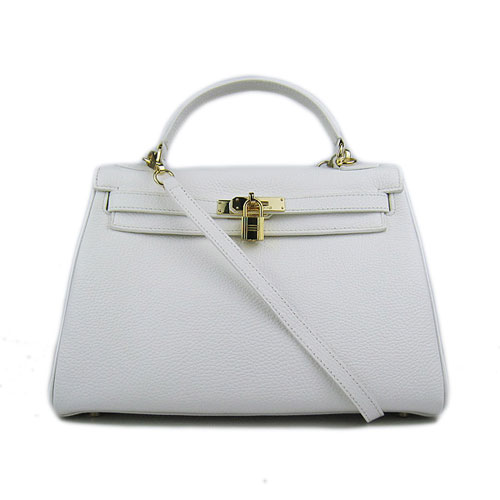 Hermes Kelly 32 centimetri Togo borse in pelle 6018 bianco dorato