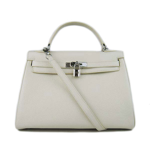 Hermes Kelly 32 centimetri Togo borse in pelle 6018 argento bianco