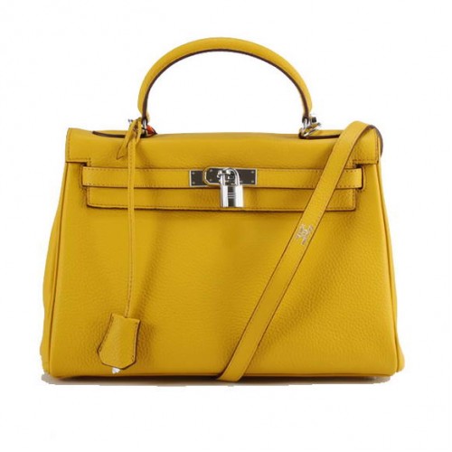 Hermes Kelly 32 centimetri Togo borse in pelle 6018 giallo argento