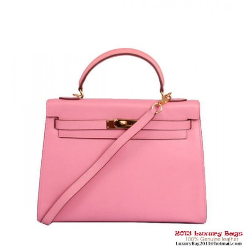 Hermes Kelly 32cm Top Handle Bag Rosa Togo in pelle d'oro
