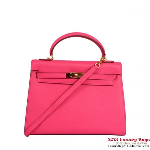 Hermes Kelly 32cm Top Handle Bag Plum Togo in pelle oro