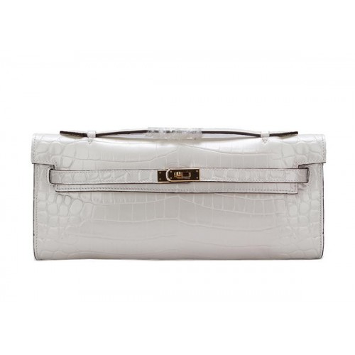 Hermes Kelly Pochette Cocco Pelle K1002 Bianco