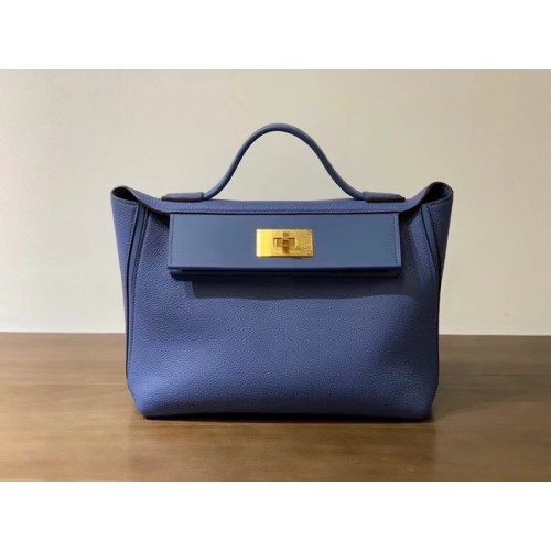 Hermes Kelly Original togo Leather Tote Bag H2424 Blu elettro ottico