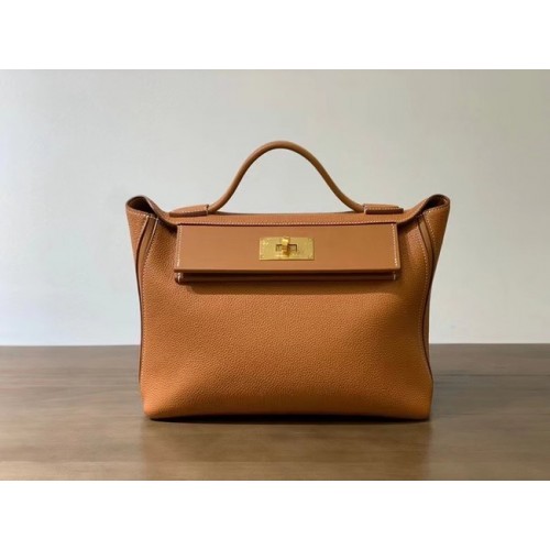 Hermes Kelly Original togo Leather Tote Bag H2424 oro marrone