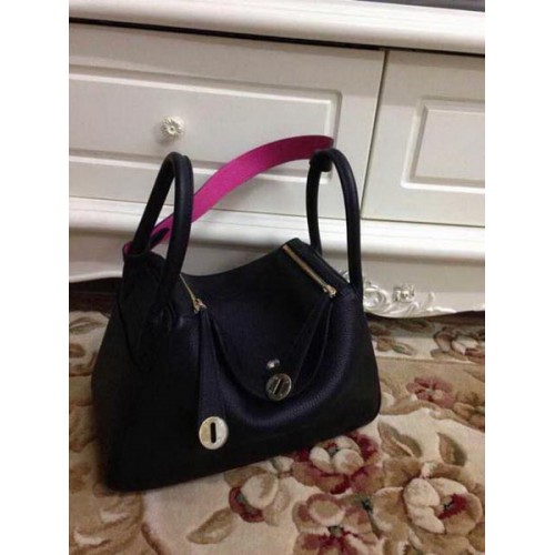 Hermes Lindy 30CM Borsa a tracolla in pelle nera HLD30 Oro
