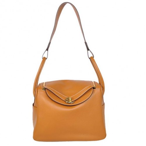Hermes Lindy 30CM Havanne Borse 1057 Hardware in pelle di cammello dorato