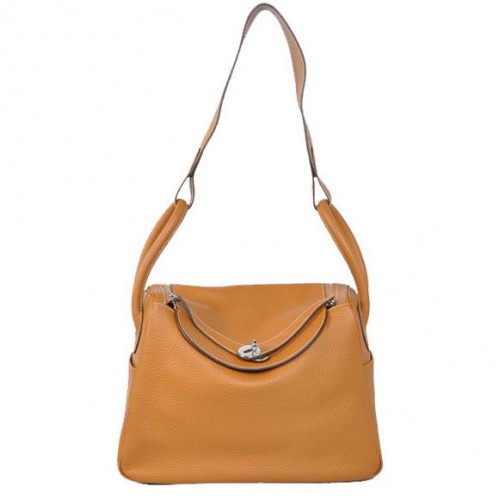 Hermes Lindy 30CM Havanne Borse 1057 Hardware in pelle di cammello argento