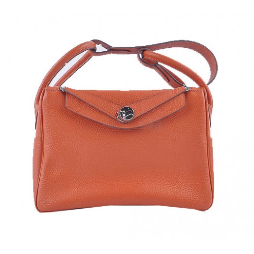 Hermes Lindy 30CM borsa a tracolla in pelle a grana H6207 arancione