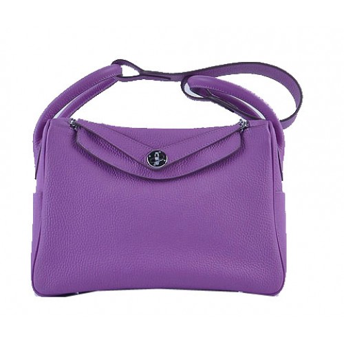Hermes Lindy 30CM borsa a tracolla in pelle a grana H6207 viola