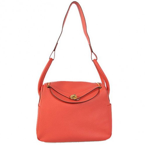 Hermes Lindy 30CM Havanne Borse 1057 Hardware in pelle rossa luce dorata