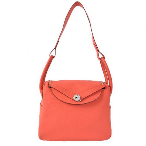 Hermes Lindy 30CM Havanne Borse 1057 Hardware in pelle rosso chiaro argento