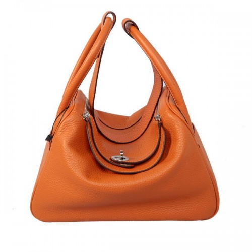 Hermes Lindy 30CM arancione borsa a tracolla in pelle granulosa Havanne
