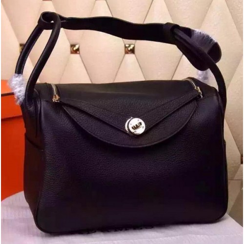 Hermes Lindy 30CM Borsa a tracolla in pelle H0881 nera