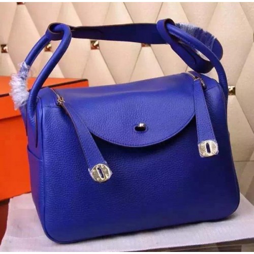 Hermes Lindy 30CM Borsa a tracolla in pelle H0881 blu