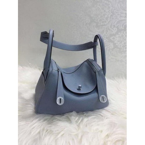 Borsa a tracolla in pelle originale Hermes Lindy 30CM HLD30 blu chiaro