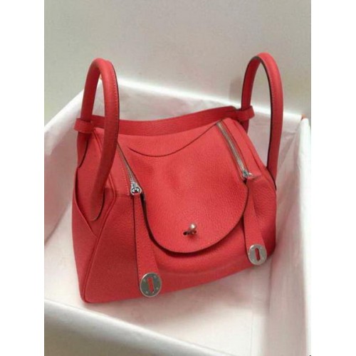 Borsa a tracolla in pelle originale Hermes Lindy 30CM HLD30 rosso chiaro