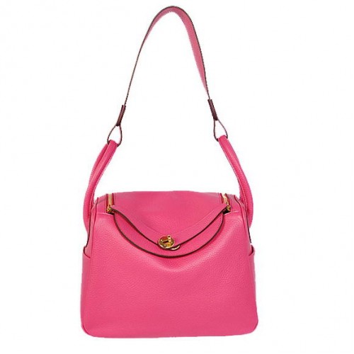 Hermes Lindy 30CM Havanne Borse 1057 Hardware in pelle color pesca dorato