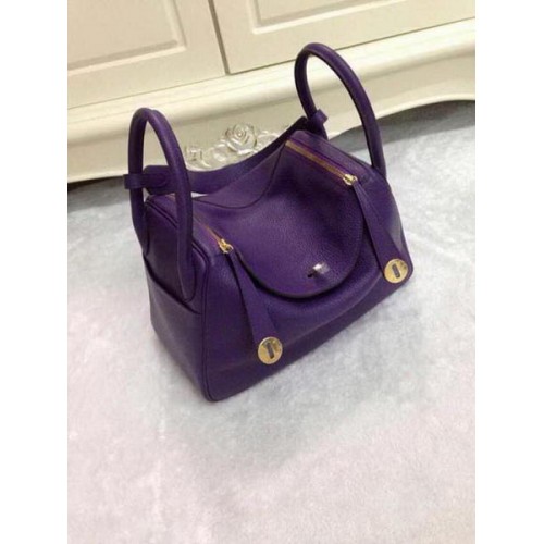 Hermes Lindy 30cm viola borsa a tracolla in pelle HLD30 oro