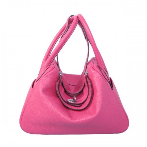 Hermes Lindy 30CM rosa borsa a tracolla Havanne in pelle granulosa