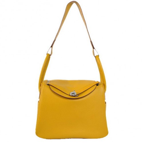 Hermes Lindy 30CM Havanne Borse 1057 Hardware in pelle gialla argento