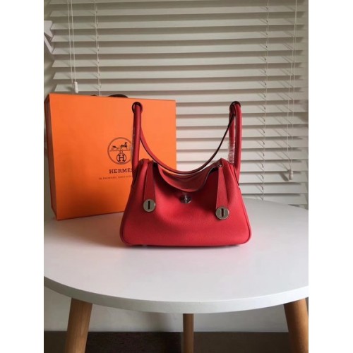 Hermes Lindy Original Togo Leather Bag 5086 Rosso
