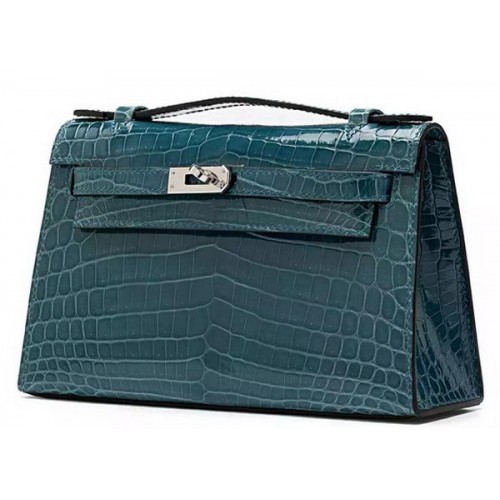Hermes MINI Kelly 22 centimetri frizione in pelle di coccodrillo KL22 verde