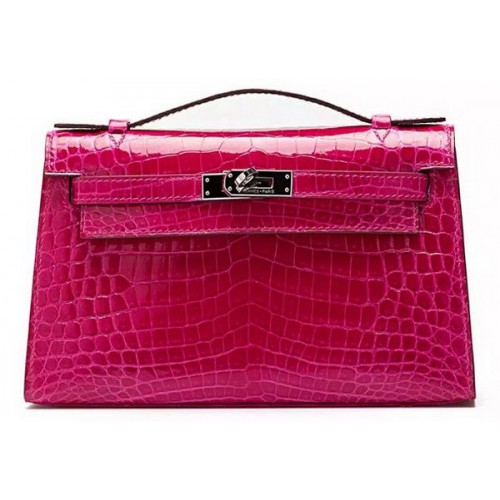 Hermes MINI Kelly 22cm Pochette in pelle di coccodrillo KL22 Rosa