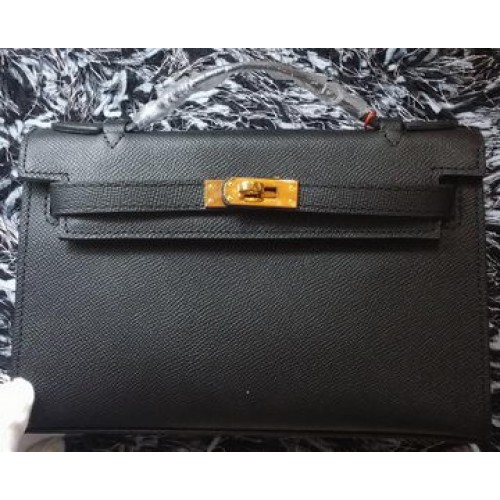 Hermes MINI Kelly 22 centimetri Tote Bag in pelle di vitello K011 nero