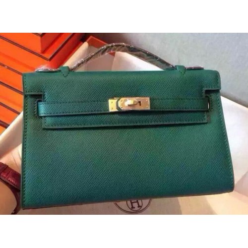 Hermes MINI Kelly 22 centimetri Tote Bag in pelle di vitello K22 verde scuro