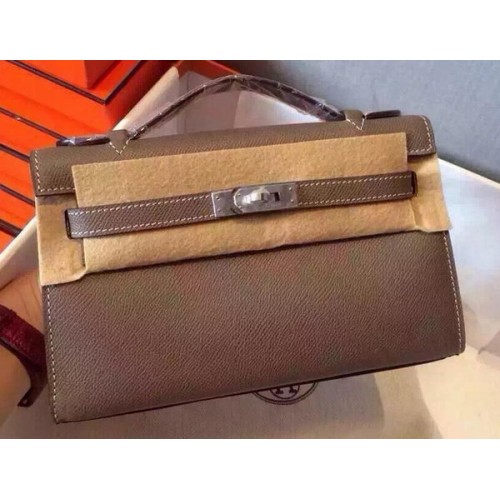 Hermes MINI Kelly 22 centimetri Tote Bag in pelle di vitello K22 grigio