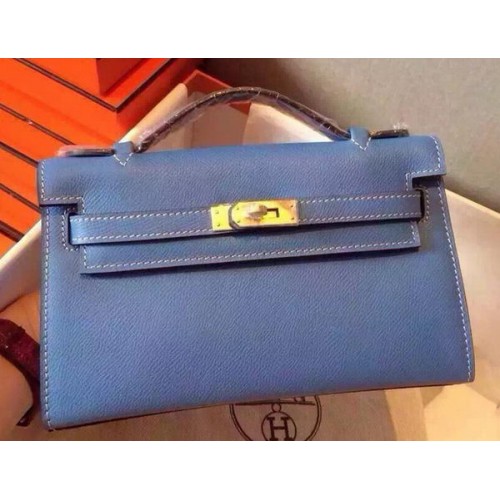 Hermes MINI Kelly 22 centimetri Tote Bag in pelle di vitello K22 SkyBlue