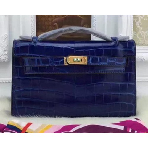 Hermes MINI Kelly 22 centimetri Tote Bag in pelle di coccodrillo KL22 blu