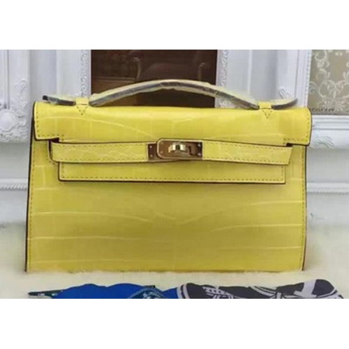 Hermes MINI Kelly 22 centimetri Tote Bag in pelle di cocco KL22 Limone