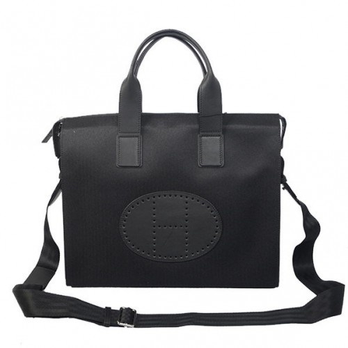 Hermes Mens valigetta tela in pelle nera H1705D