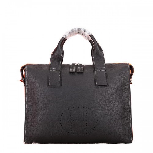 Cartella da uomo Hermes in pelle di vitello originale H86683 nera